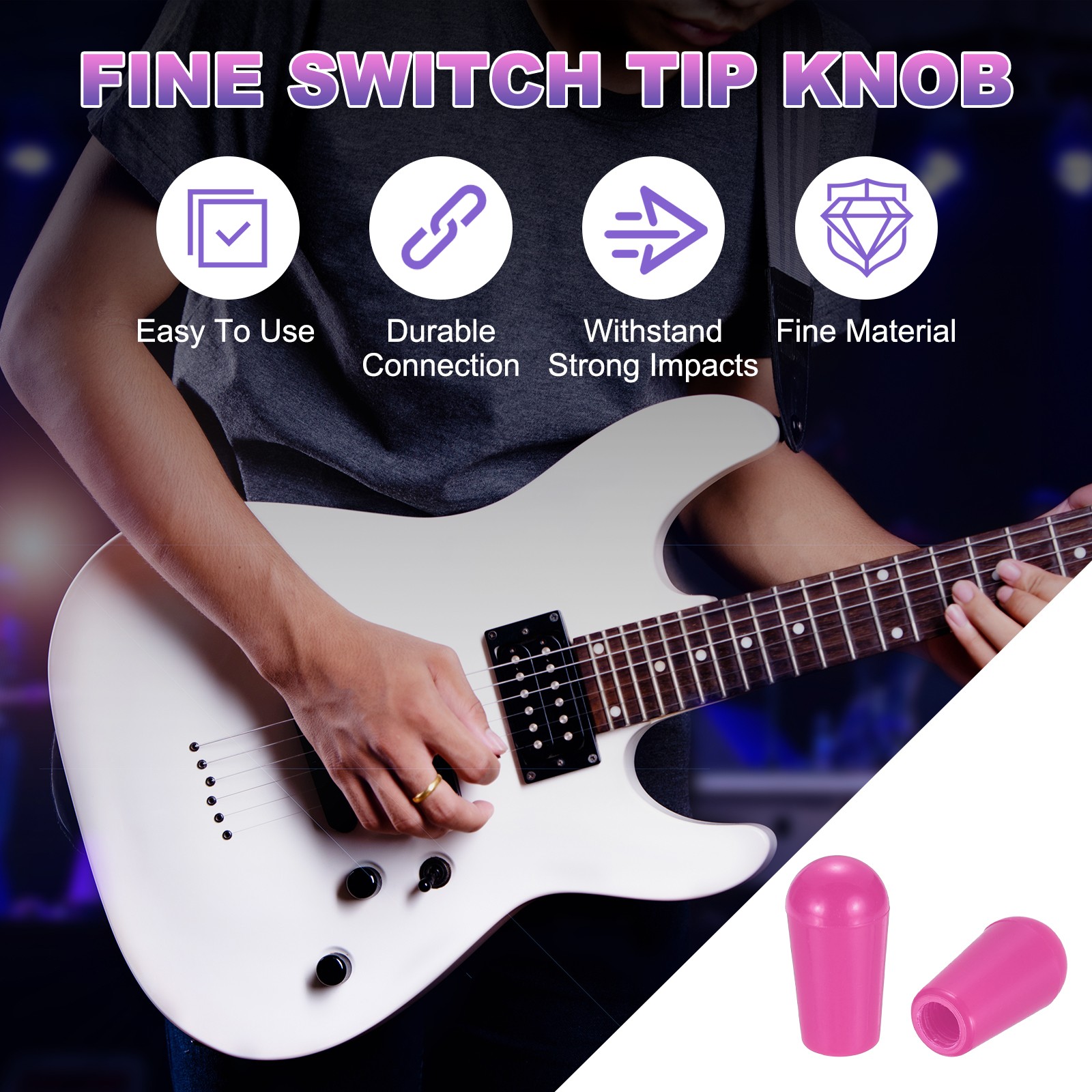 2 Pcs Switch Tip Knob for Electric Guitar, 8/32″ Thread, Purple