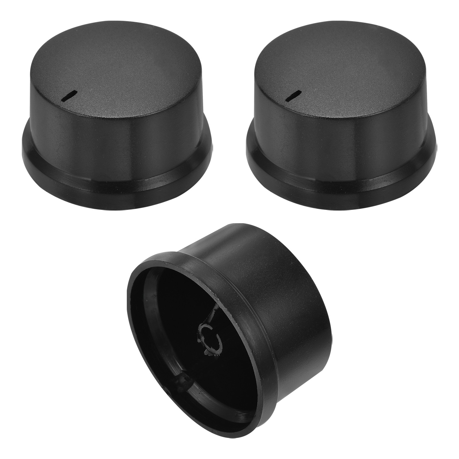 3Pcs Rotary Potentiometer Knob 6mm D Shaft , 1.0″ H x 1.8″ Dia Black Plastic