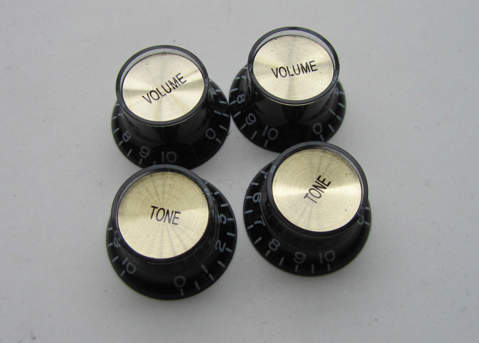 4x LP Guitar Reflector Knobs Black/Gold Top Hat Knobs Fits Epiphone Les Paul SG