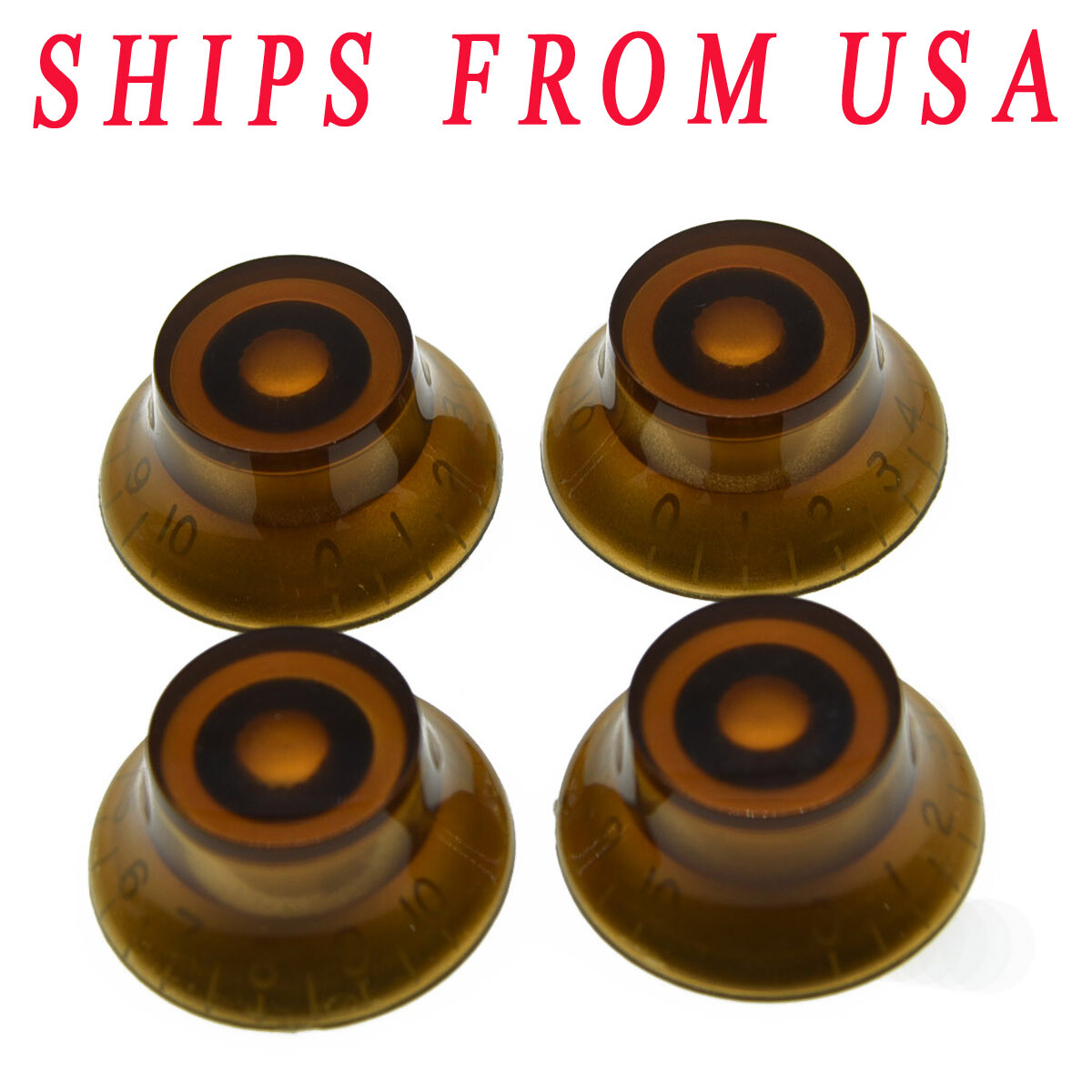 Set of 4 LP Amber Bell Knobs Guitar Top Hat Knobs fits LP SG