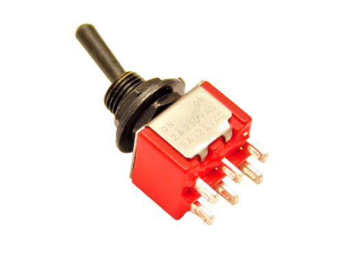 Switch Mini Toggle ON ON 2 way DPDT Black Tiaway