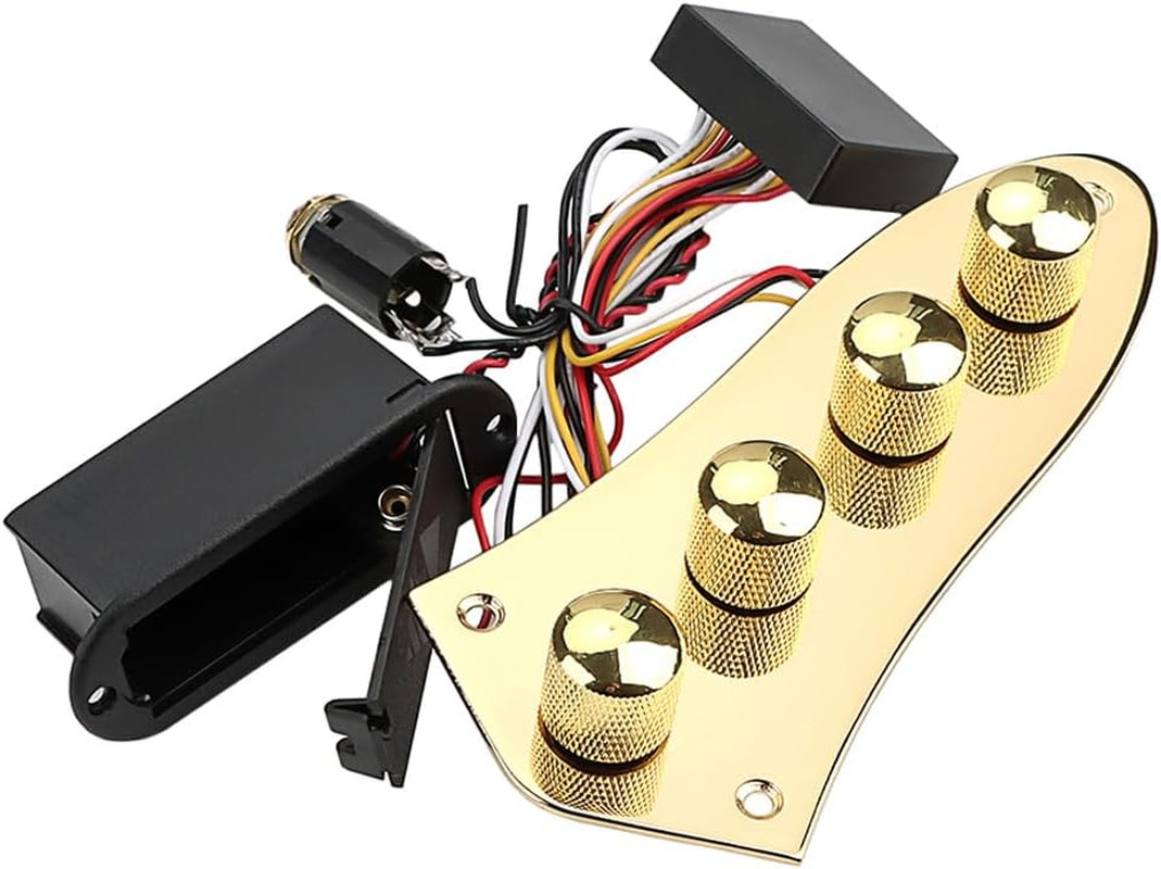 Gold Bass Loaded Prewired Control Plate with Preamp Wiring Harness Fit Jazz Bass