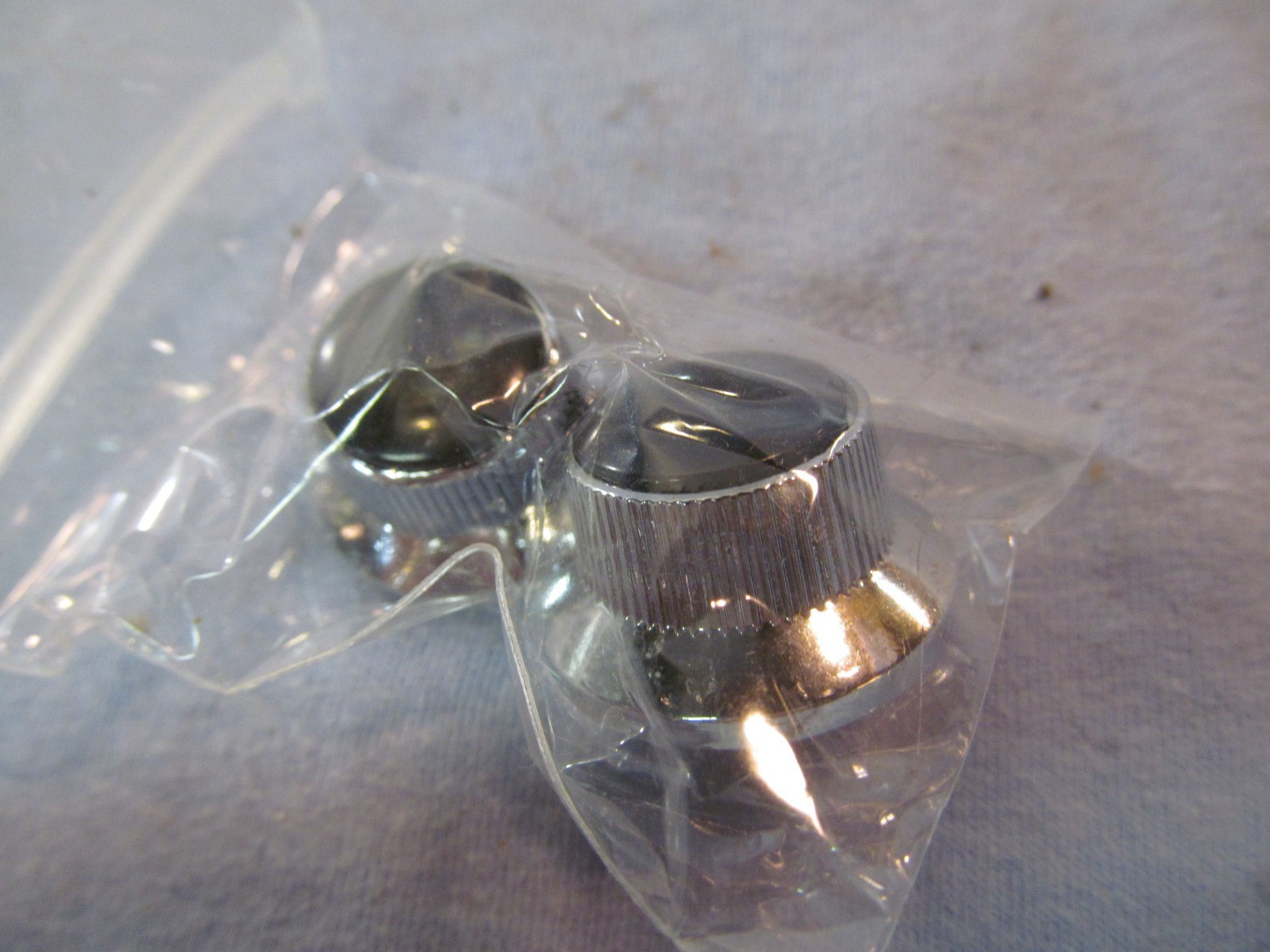 SET OF 2 GIBSON LES PAUL CUSTOM KNOBS CHROME BLACK MARBLEIZED TOP
