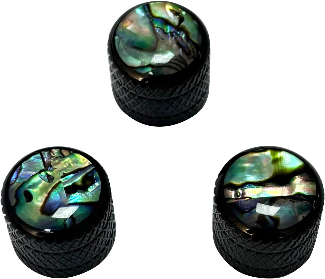 3Pcs Electroplated Black Bass Guitar Knobs Abalone Shell Dome Guitar Volume Tone