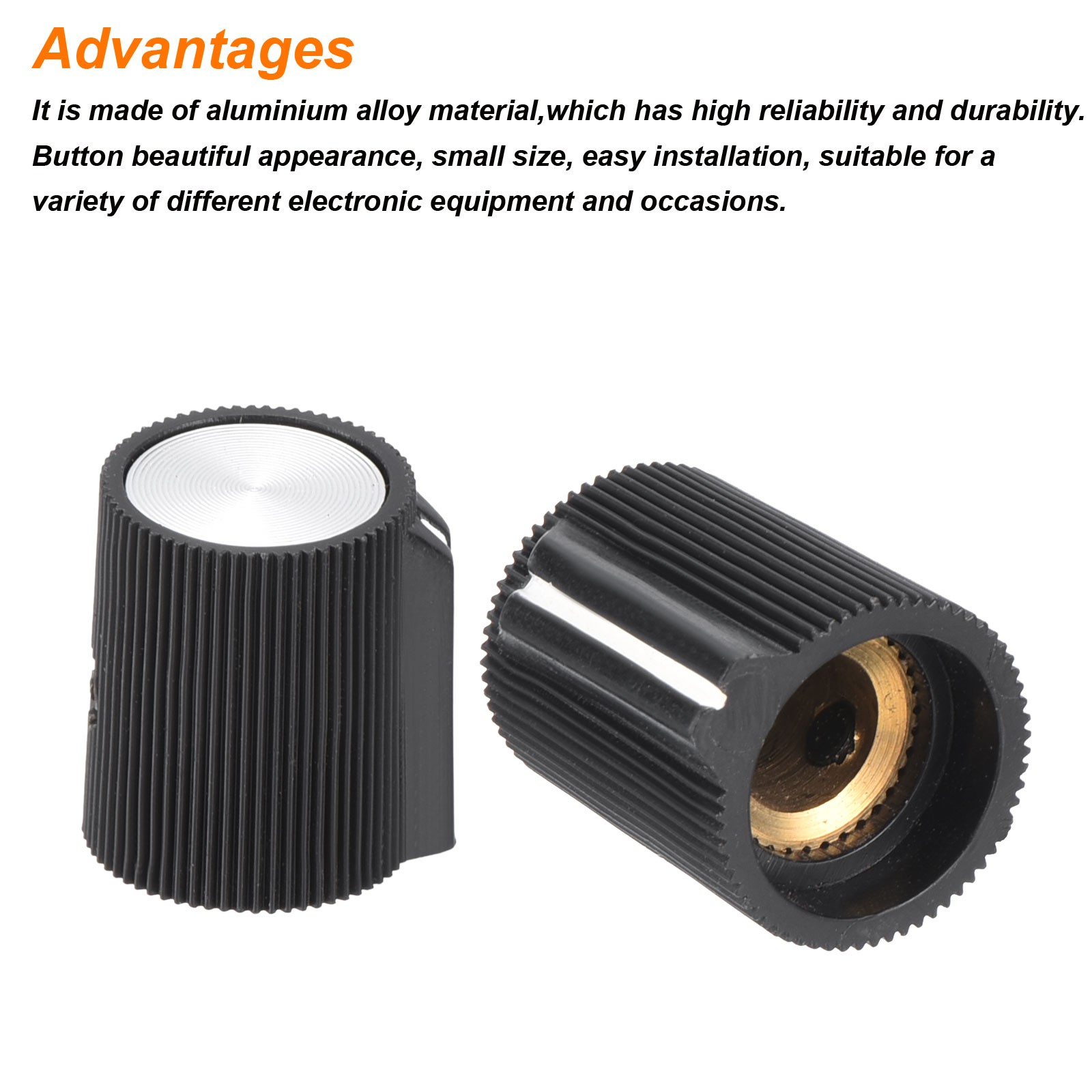 Potentiometer Knobs Aluminium Alloy 14x17mm 6mm with 5pcs Set Screw Black 5PCS