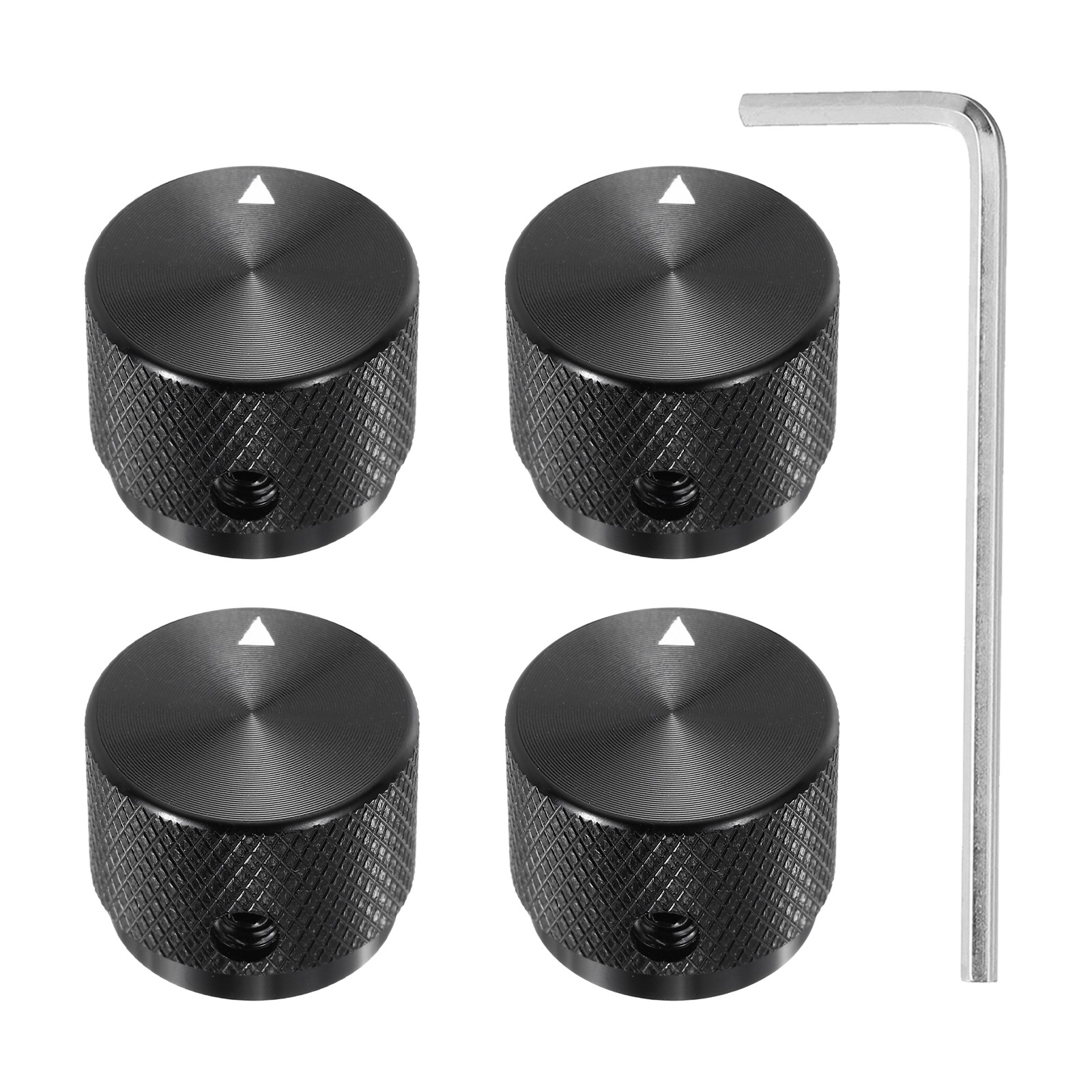4 Pcs Aluminium Knobs, 6.4mm IDx20mm ODx15.5mm, Arrow Indicator, Black