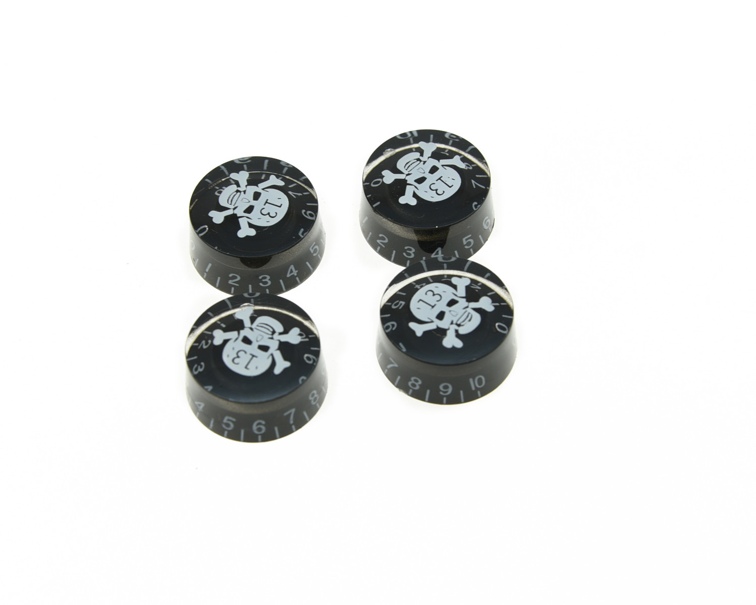 Set of 4 LP Black/White SKULL Guitar Knobs Speed Control Knobs