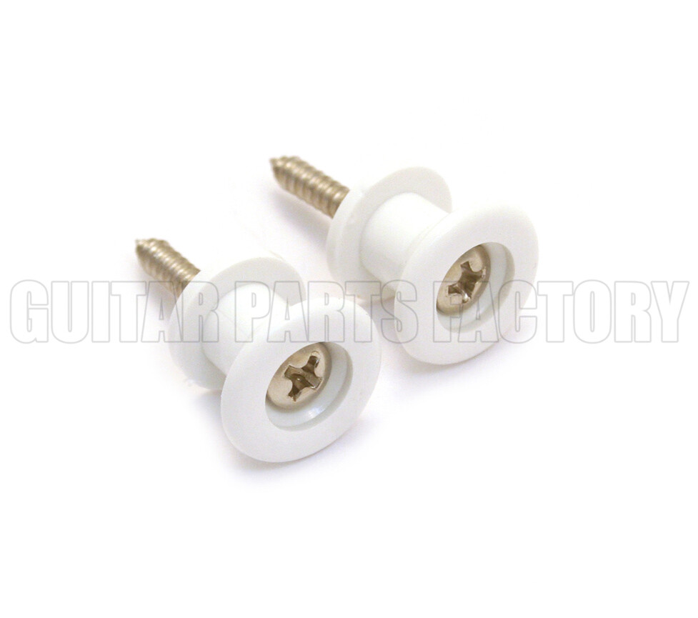GSP-W Grover Plastic White Strap Buttons & Screws for Guitar/Bass