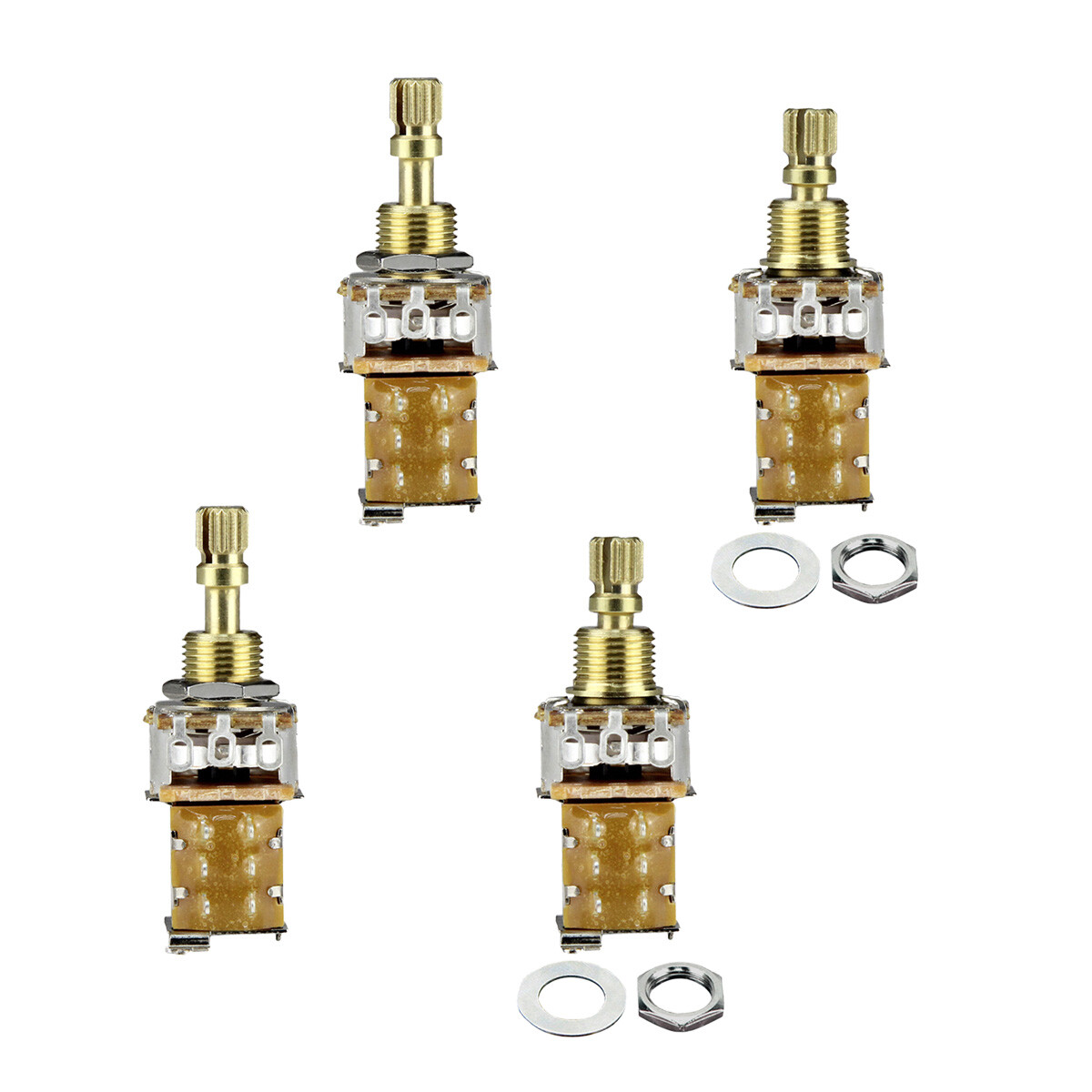 Set 2 A250K + 2 B250K Guitar Push/Push Pots Copper Short Shaft Potentiometers
