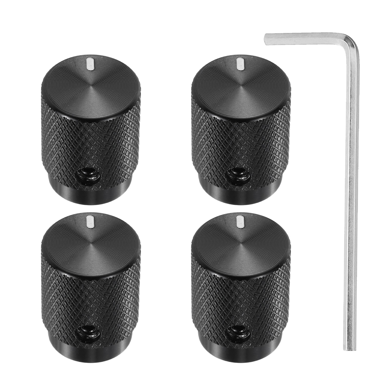 4 Pcs Aluminium Knobs, 6mm IDx12.5mm ODx16mm, Oval Indicator, Bright Black
