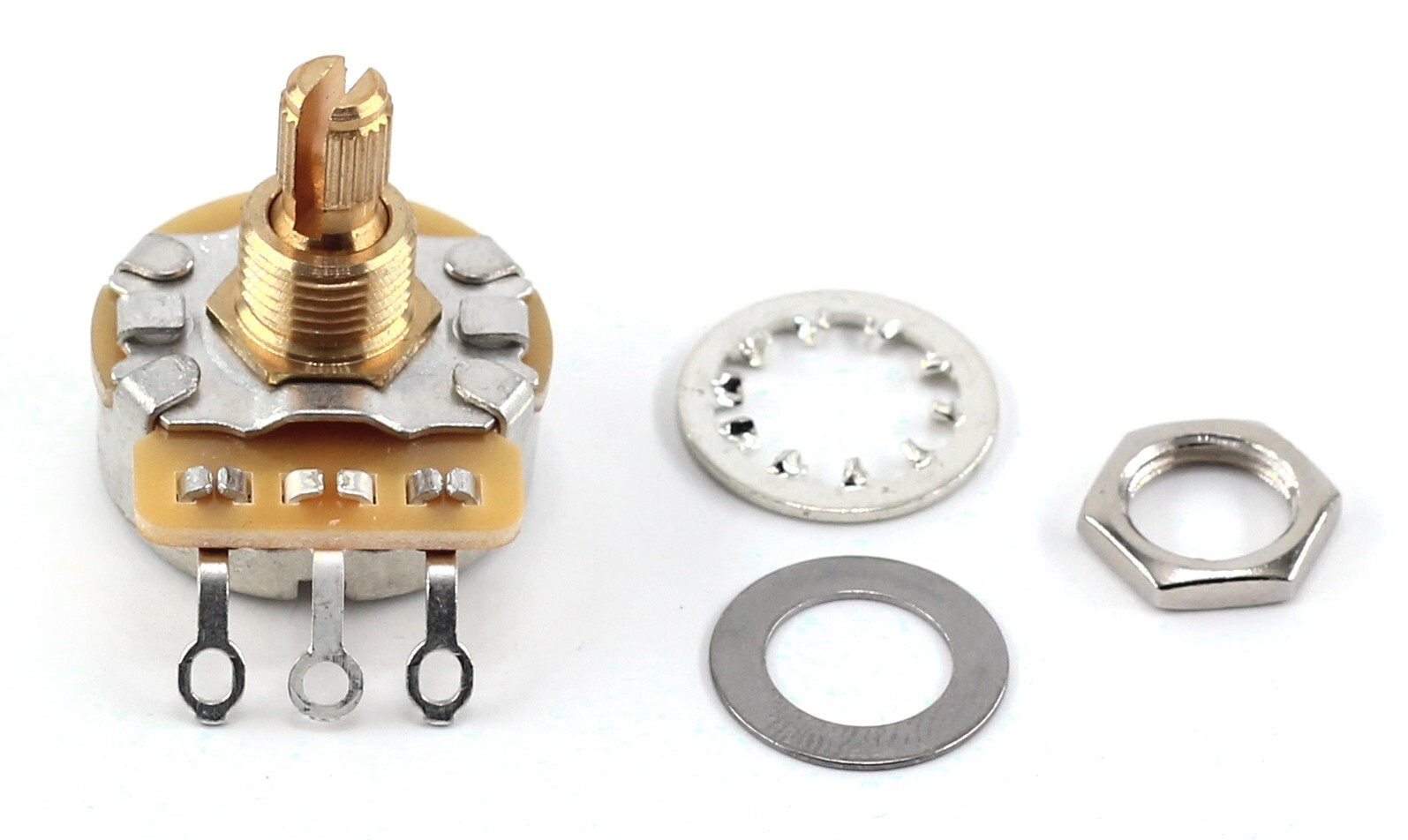 (3) CTS 250K SHORT SPLIT Shaft Potentiometers + Orange Drop 047uf/400v Capacitor