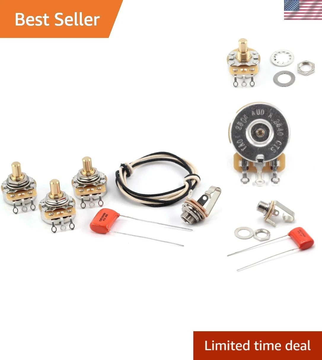 Fender Jazz Bass Wiring Kit – Custom CTS 250k Solid Shaft Potentiometers and …