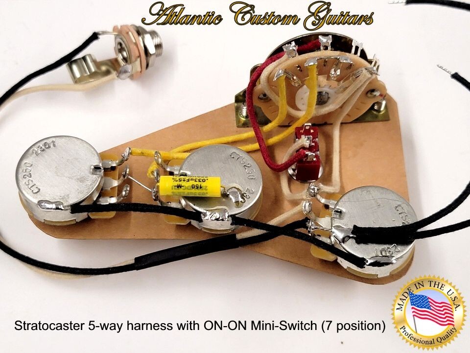 Premium Stratocaster 7-way David Gilmour Wiring Harness with Neck on Mod.