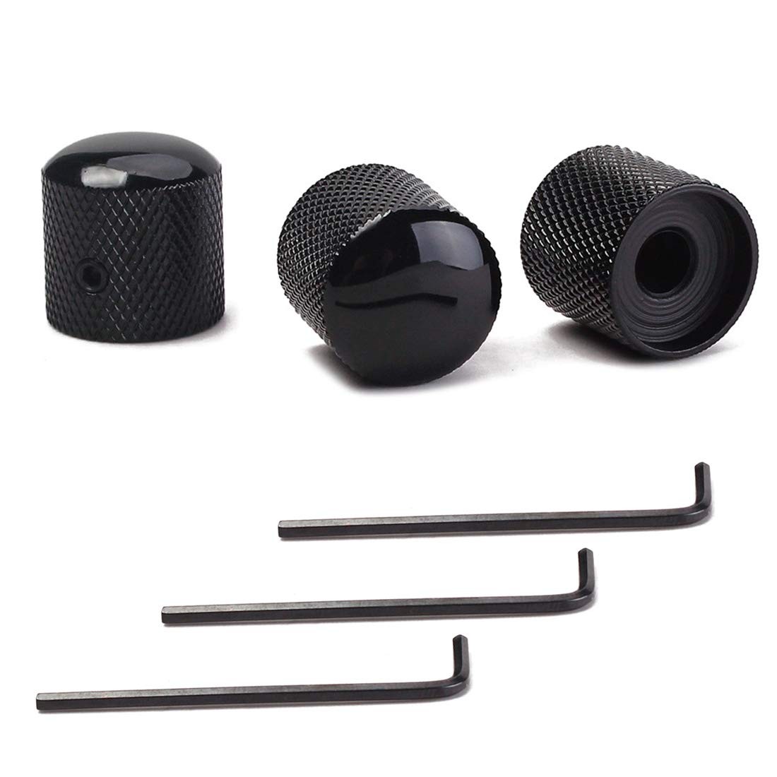 KAIY Set of 3 Black Metal Guitar Control Knob, Guitar Volume Tone Control Dom…