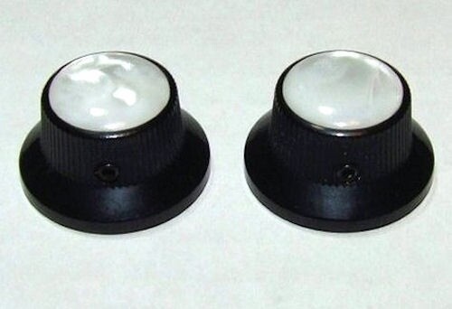 GUITAR KNOBS – PEARL Tophat Top Hat Bell UFO – Solid Metal – Set of 2 – BLACK