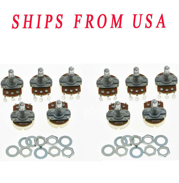 10x A500K Large Audio Electric Guitar Potentiometer 18mm Shaft A500K Guitar Pots