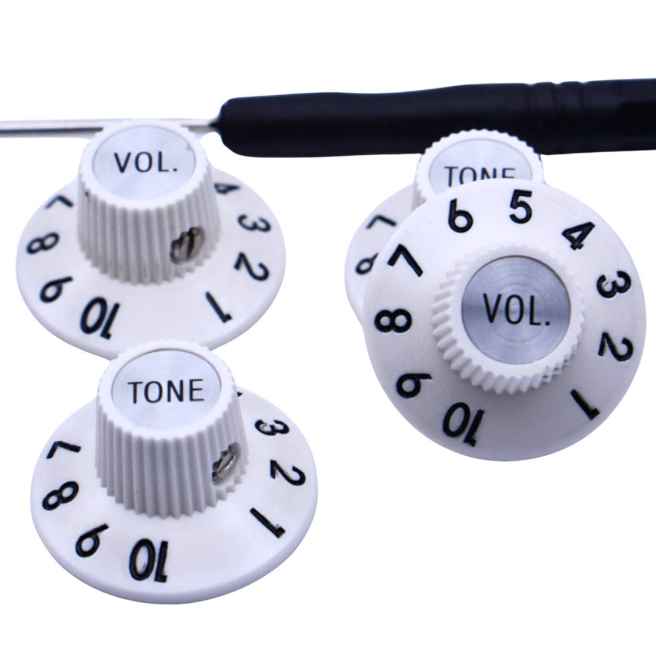 Vintage Guitar Witch Hat Knobs Fit 72 Telecaster/Tele Custom Volume & Tone White