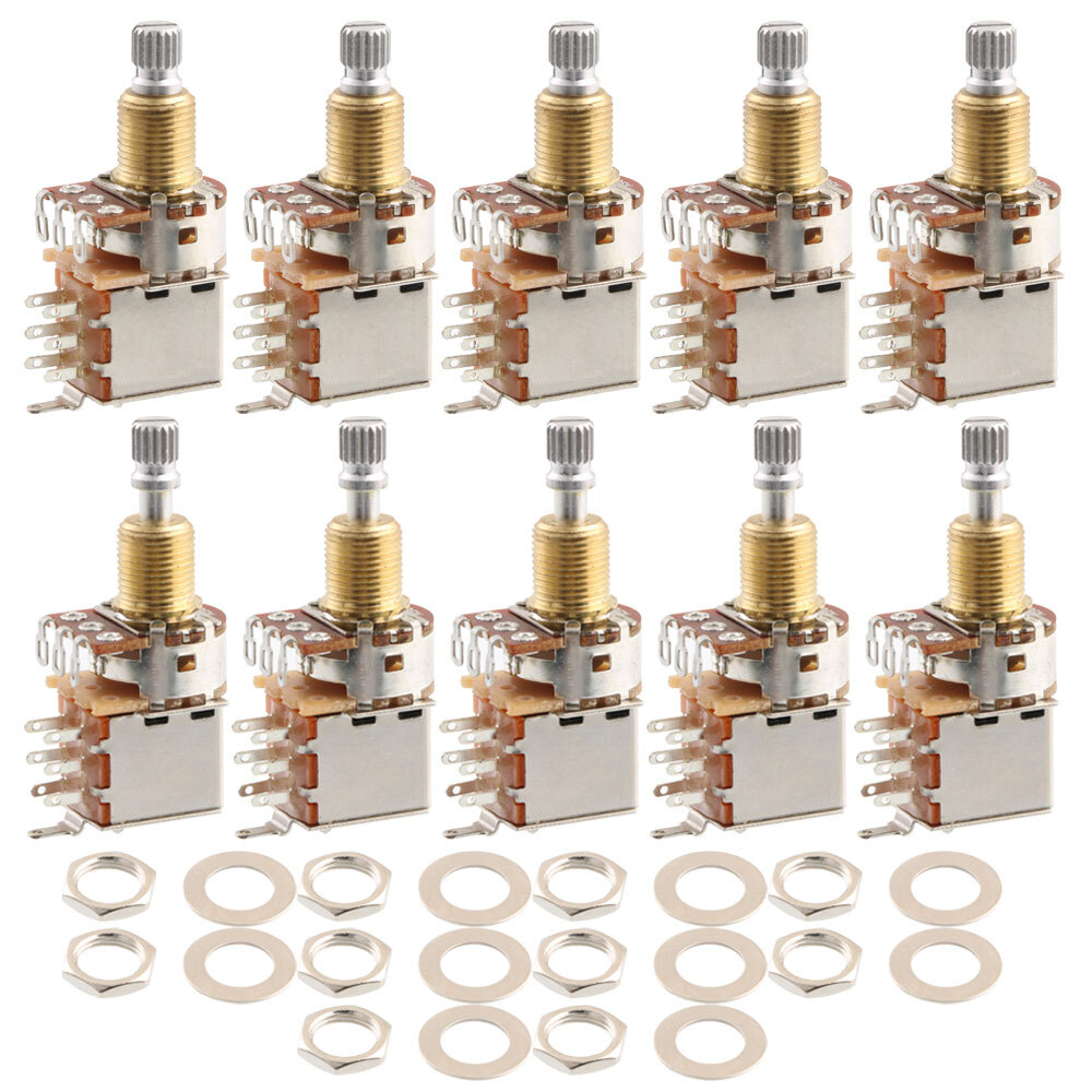 10x Push Pull Potentiometer Audio Taper Guitar Volume Tone 3/8″ Split Shaft