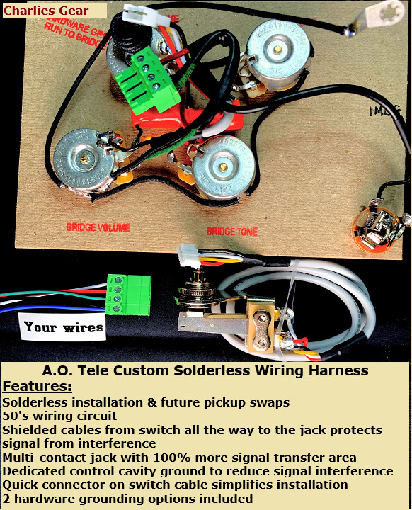 Fender A.O. Telecaster Custom Deluxe Solderless Wiring Upgrade with 1 Meg Pots