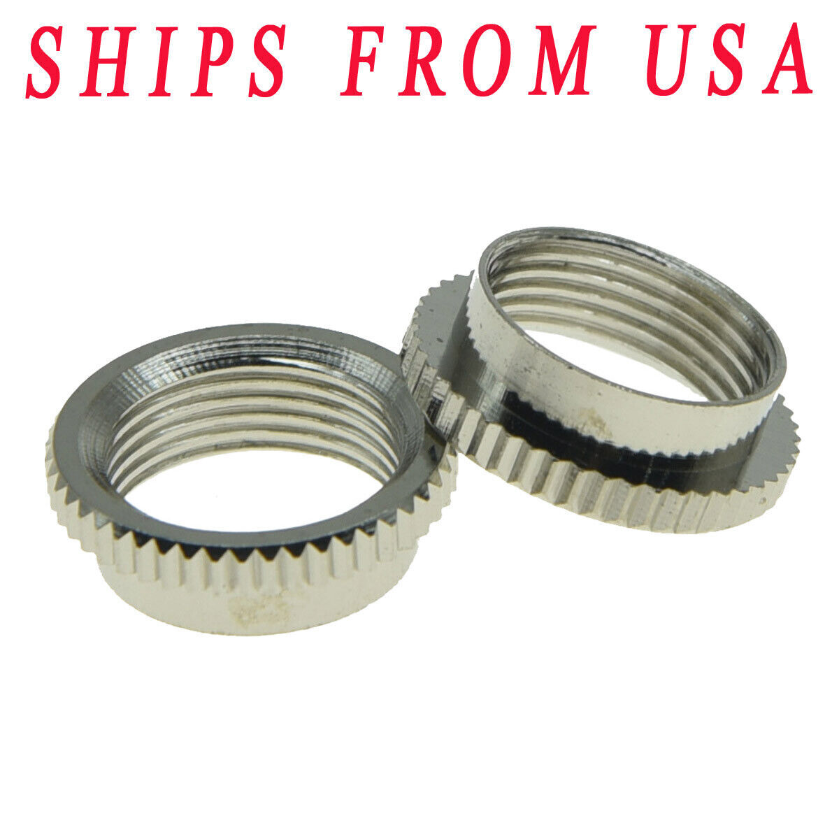 KAISH 2x Guitar Deep Round Nut Fine Knurl fits Gibson/Switchcraft Switch Nickel