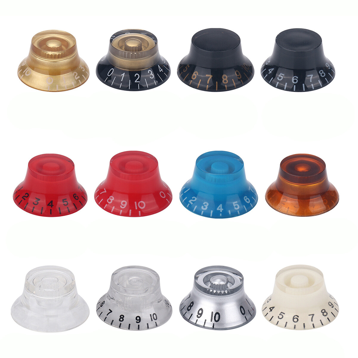 4Pcs Bass/Guitar Knobs Top Hat Bell Speed Volume Tone Control Knobs(12 Kinds)