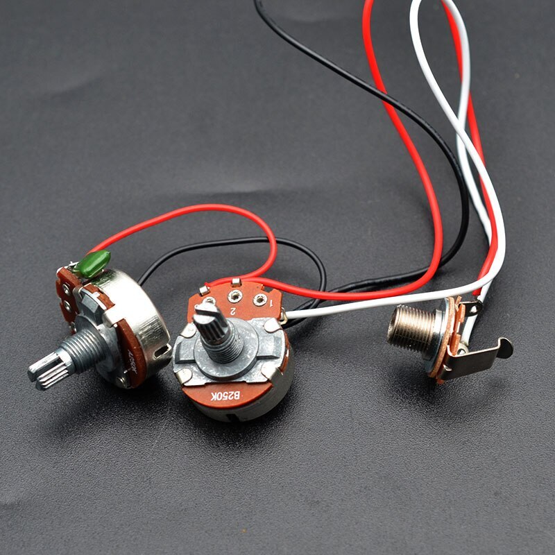 10pcs PB/JB Bass Guitar Harness Pre-Wired Kit Large 250K POT 1/2 V 1T Jack