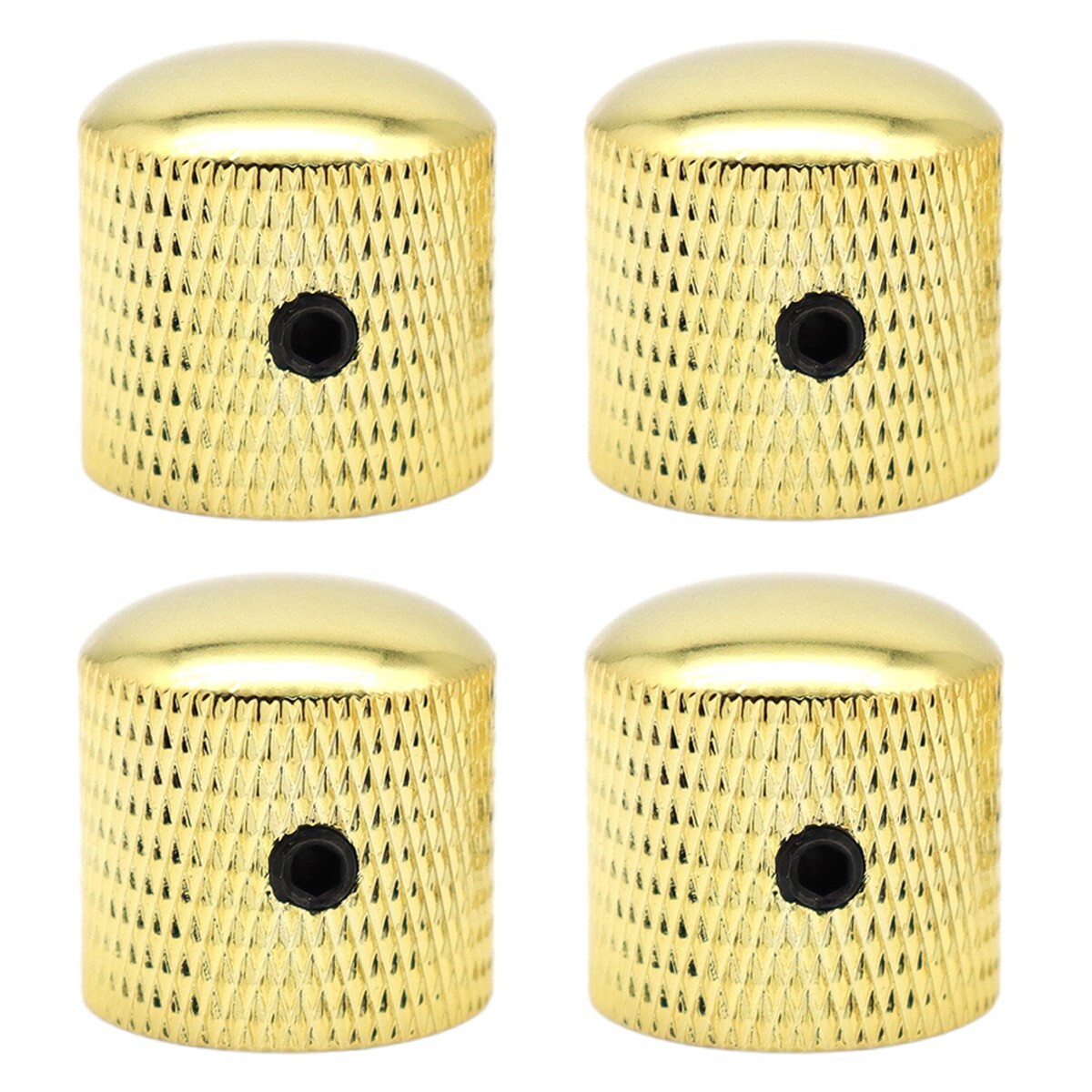 4Pcs Metal Dome Knobs Volume Tone Guitar Speed Control Knobs& Allen Screw Gold
