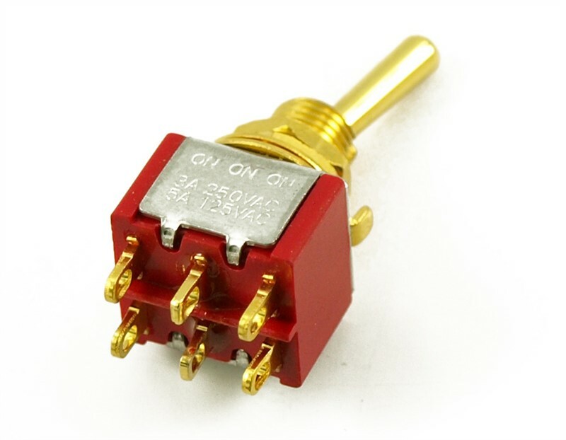NEW – On-On-On DPDT Round Bat Mini Switch – GOLD
