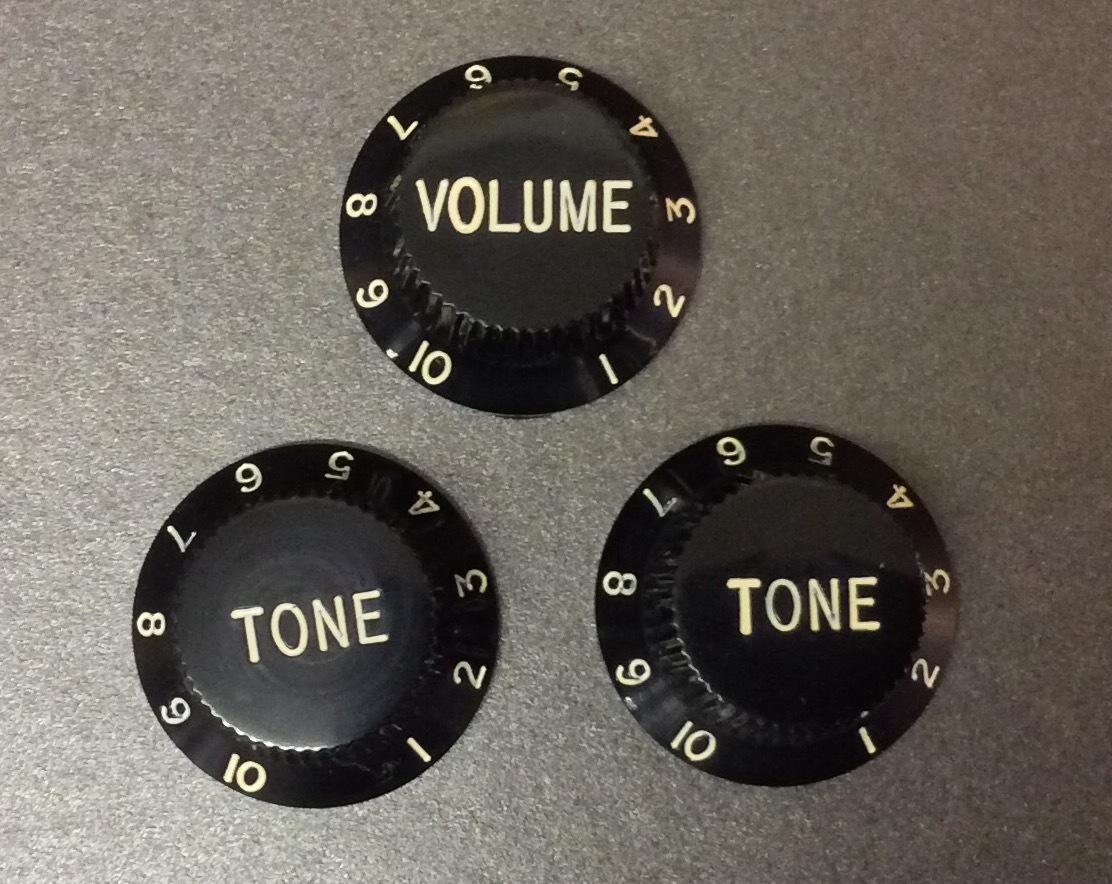 Mighty Mite Strat Style Knobs in White Set of 3
