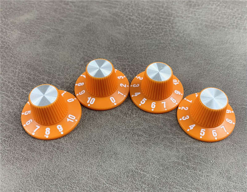 4Pcs Organe Epiphone Les Paul Knobs Set Witch Hat Top Silver Inserts Fit LP SGST