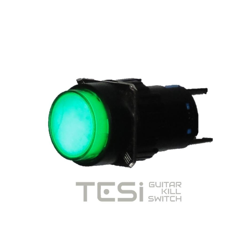 Tesi NELLI 16MM LED Pushbutton Momentary Guitar Kill Switch EVH Style Green