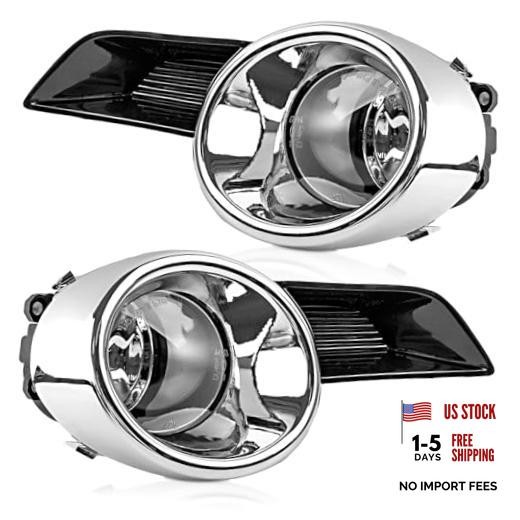 Fog Lights for 2008 2009 2010 2011 Highlander Chrome Trim Black Bezel Fog RP1