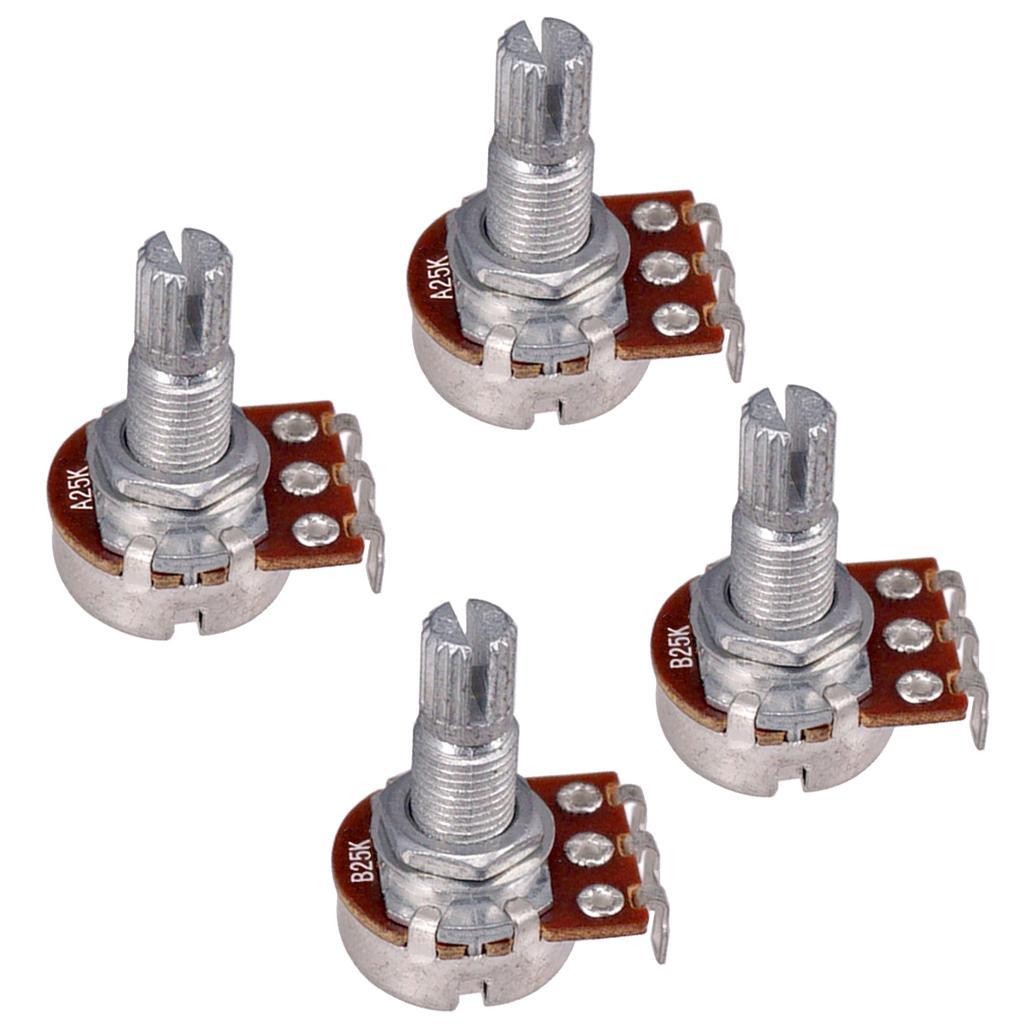4pcs A25K&B25K POTS ELECTRIC Bass Guitar Volume Control Potentiometer