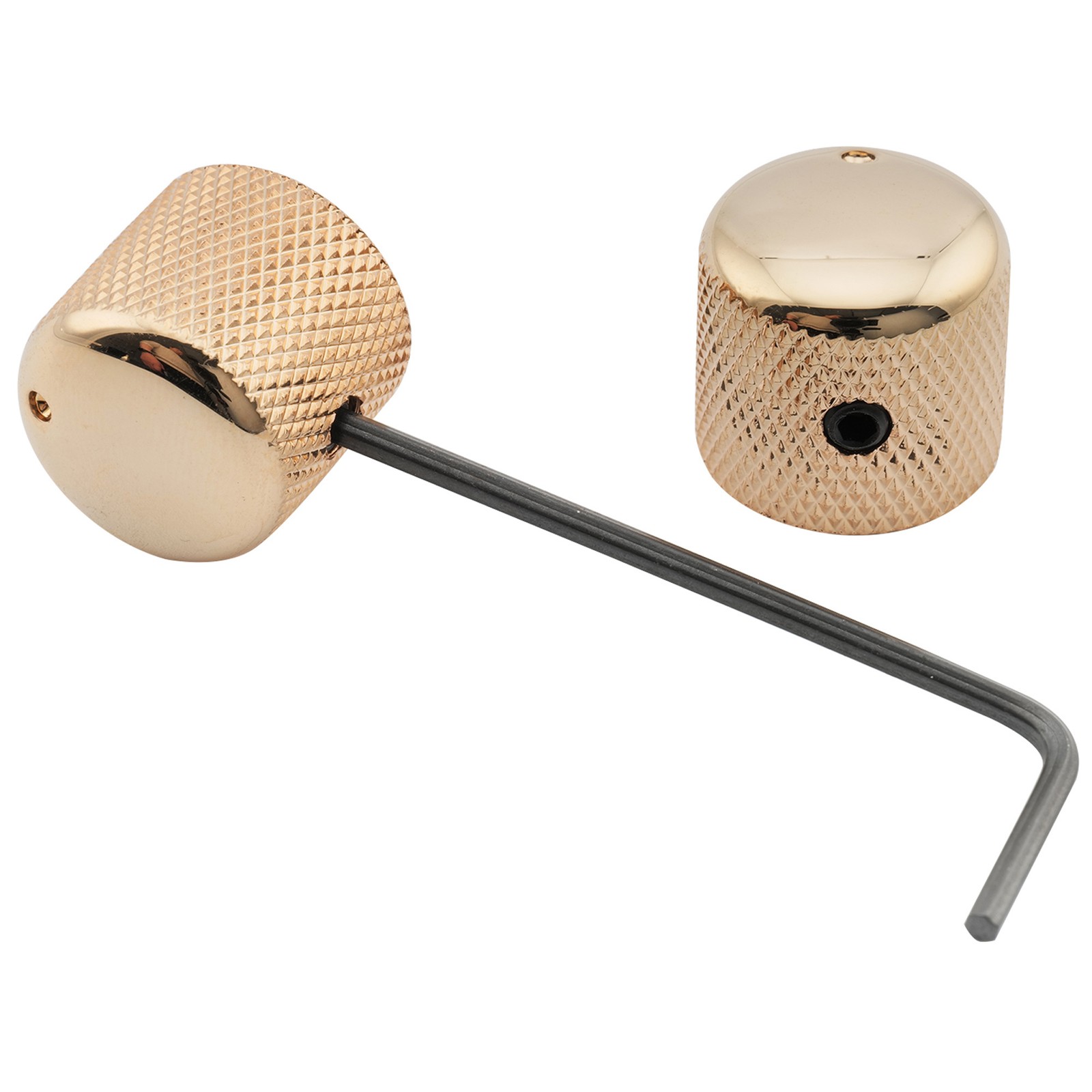 Musiclily Pro 2Pcs Gold 1/4″ Steel Knurled Dome Universal Guitar Control Knobs
