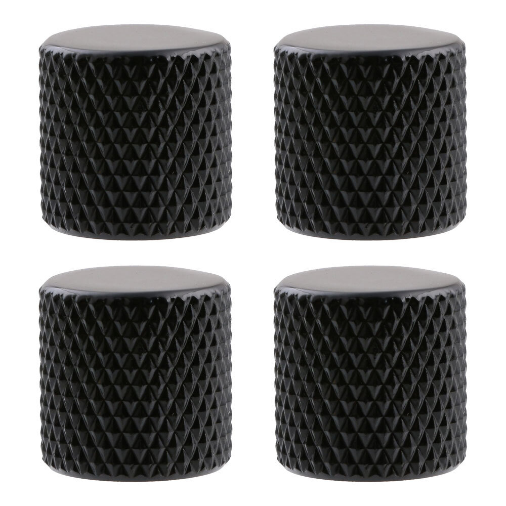 4pcs Metal Guitar Control Knobs Flat Top Volume Tone Knob 6mm Shaft Black