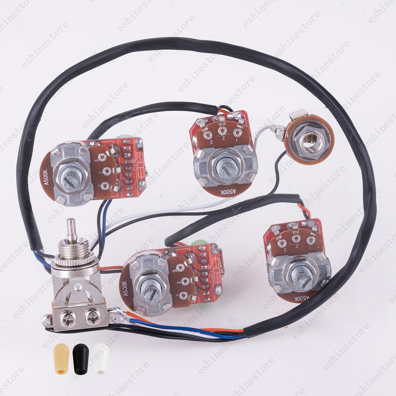 Solderless Prewired Wiring Harness Kit 2T2V 500K Pots 3 Way Switch for Les Paul