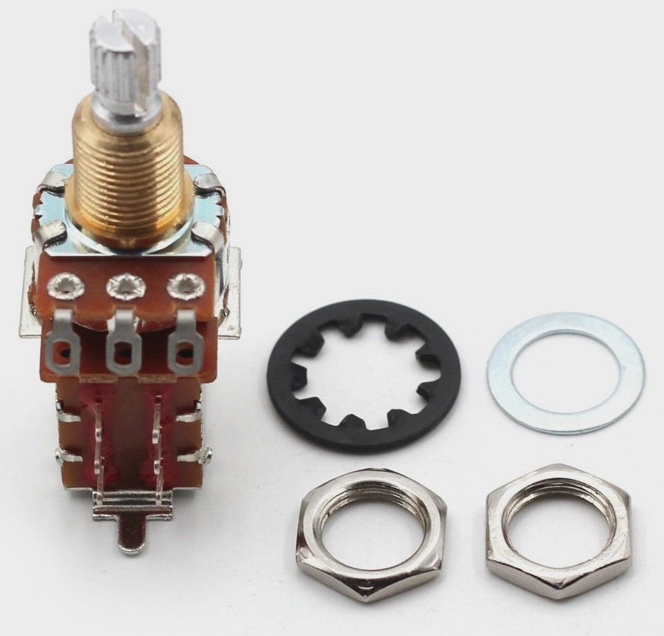 Bourns 500K Pot 3/8” Short Split Shaft Audio Taper DPDT Push/Pull Switch “New”