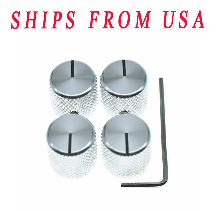 4x Metal Guitar Bass Knobs 1/4″ Pots Knob w/ Indicator fits Fender Tele/P Bass