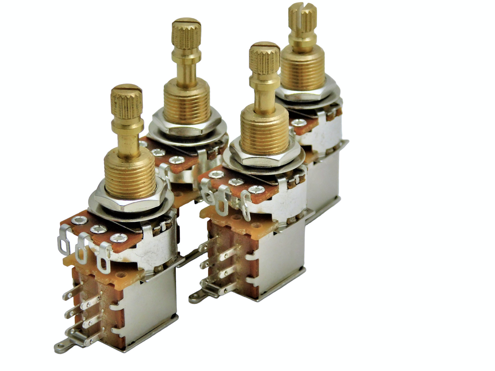 A250k PUSH PUSH SHORT SPLIT SHAFT AUDIO TAPER POTENTIOMETER DPDT