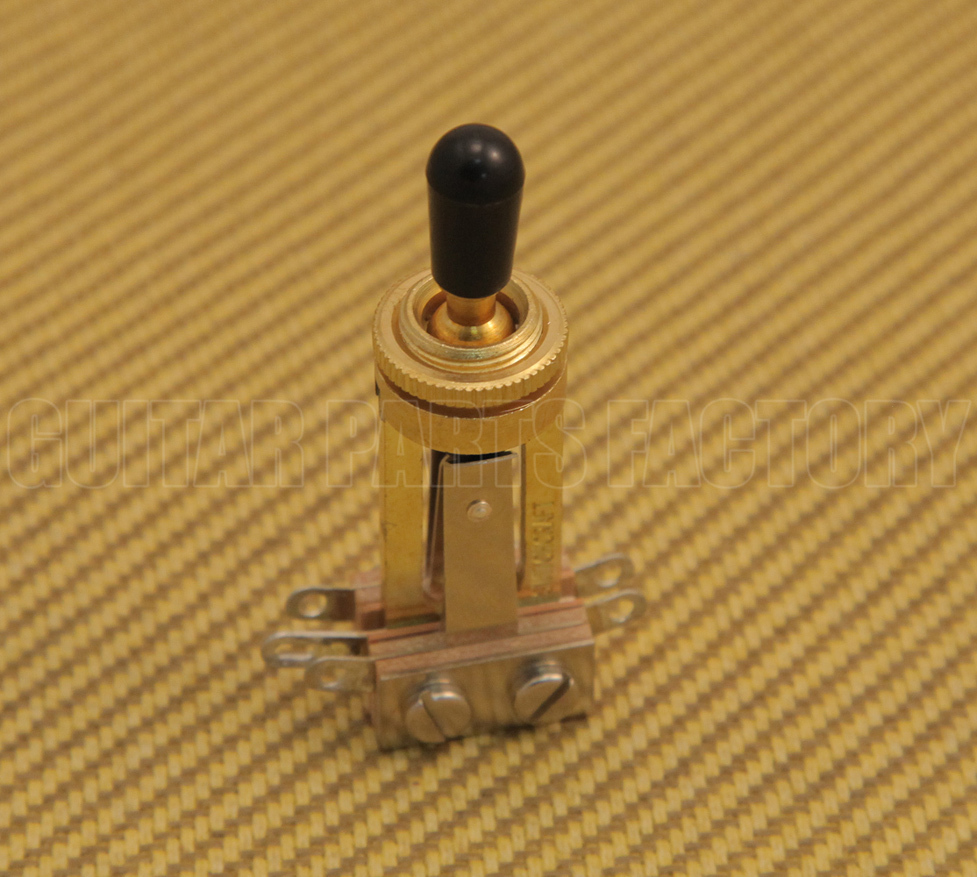 EP-4367-002 Switchcraft Gold 3-Way Guitar Toggle Straight Switch Cream/Black Tip