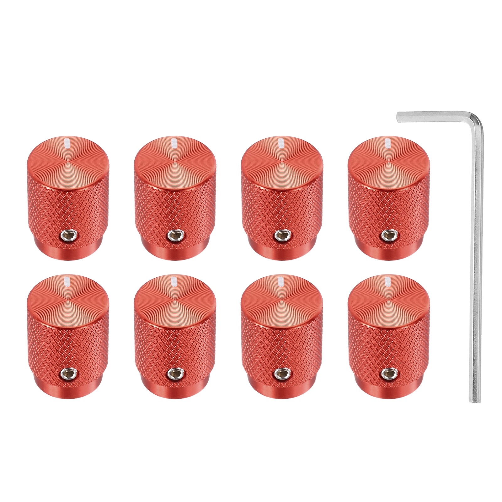 8 Pcs Aluminium Knobs, 6mm IDx12.5mm ODx16mm, Oval Indicator, Red