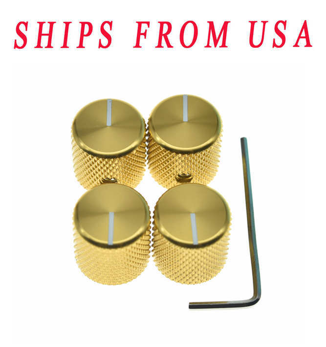 4pcs 18mm Aluminium Guitar Bass Knobs 1/4″ Knob w/ Indicator fits Tele or P Bass