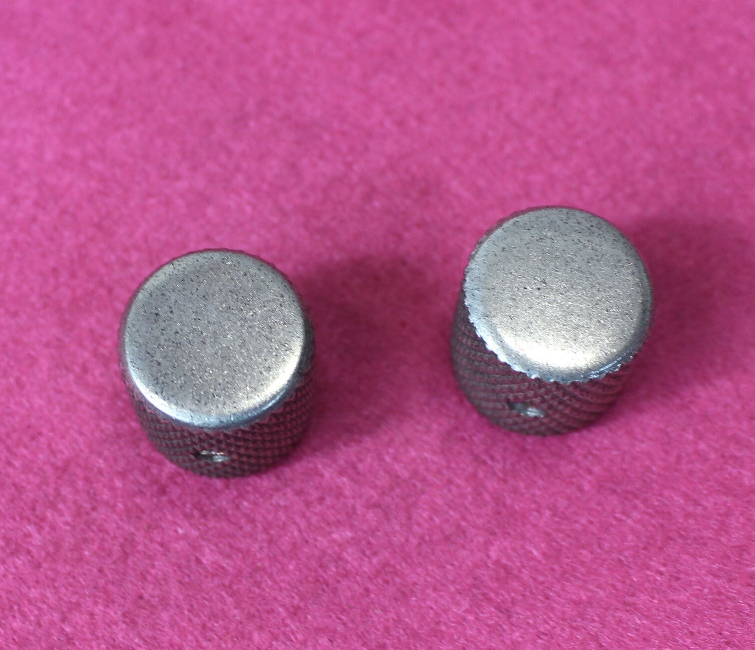 Aged Flat Knobs (2) For Telecaster Guitar/Bass – Nickel Relic