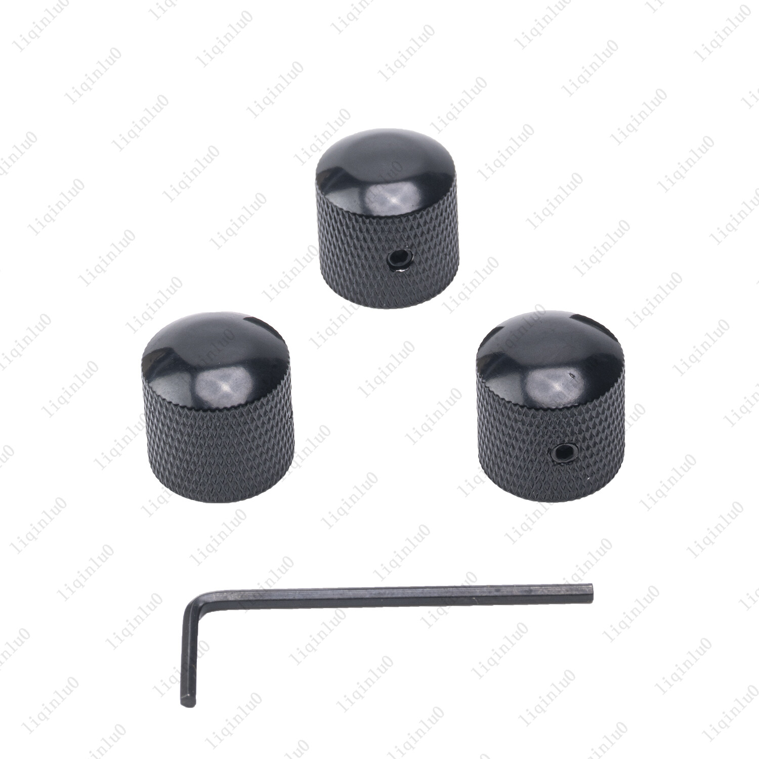 3 Pcs Black Set Screw Chrome Metal Guitar Dome Knobs for Start or Bass Knob