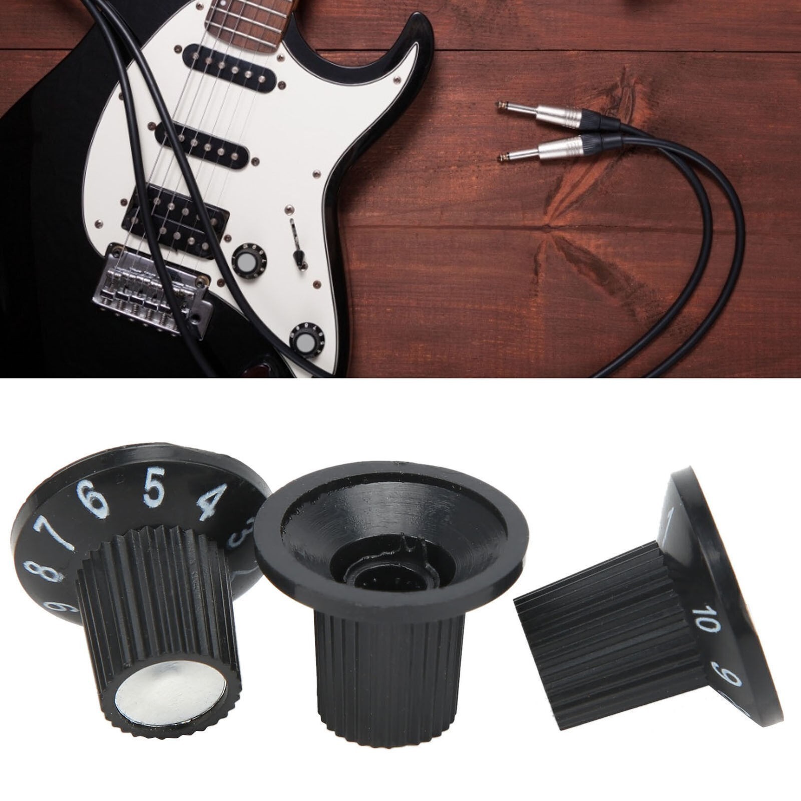 3Pcs Electric Guitar Control Knobs Plastic Witch‑Hat for Adjusting Tone Volume