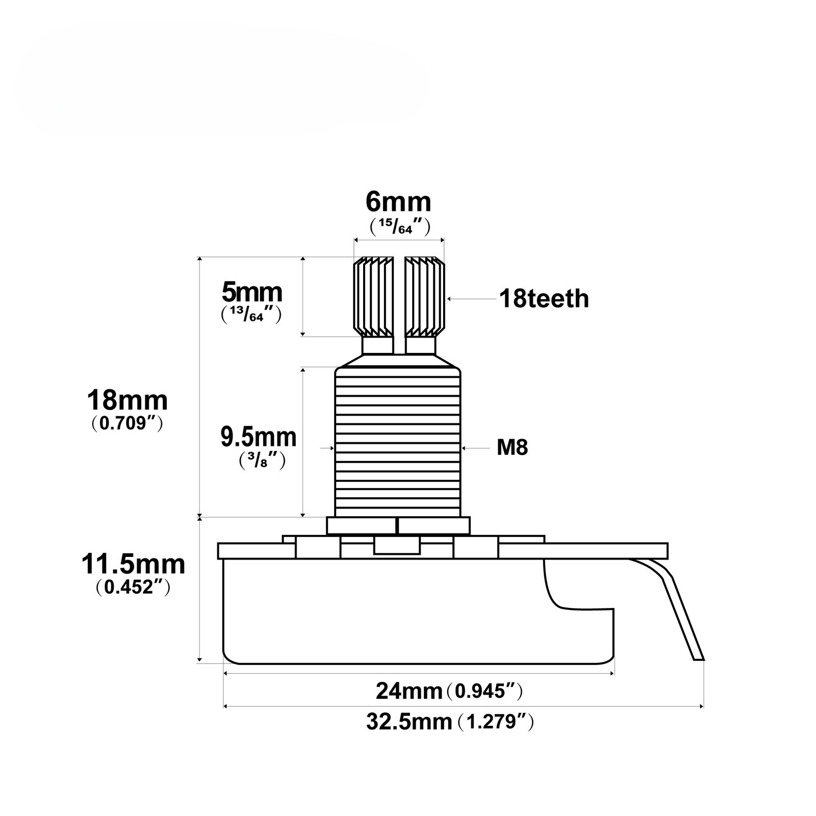 Pro 2X Brass Thread Full Metric A25K Audio Taper Guitar Potentiometer
