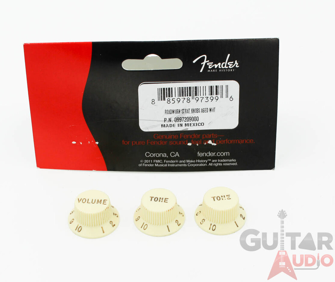 Genuine Fender ROAD WORN Strat/Stratocaster Knobs Aged White – 099-7209-000