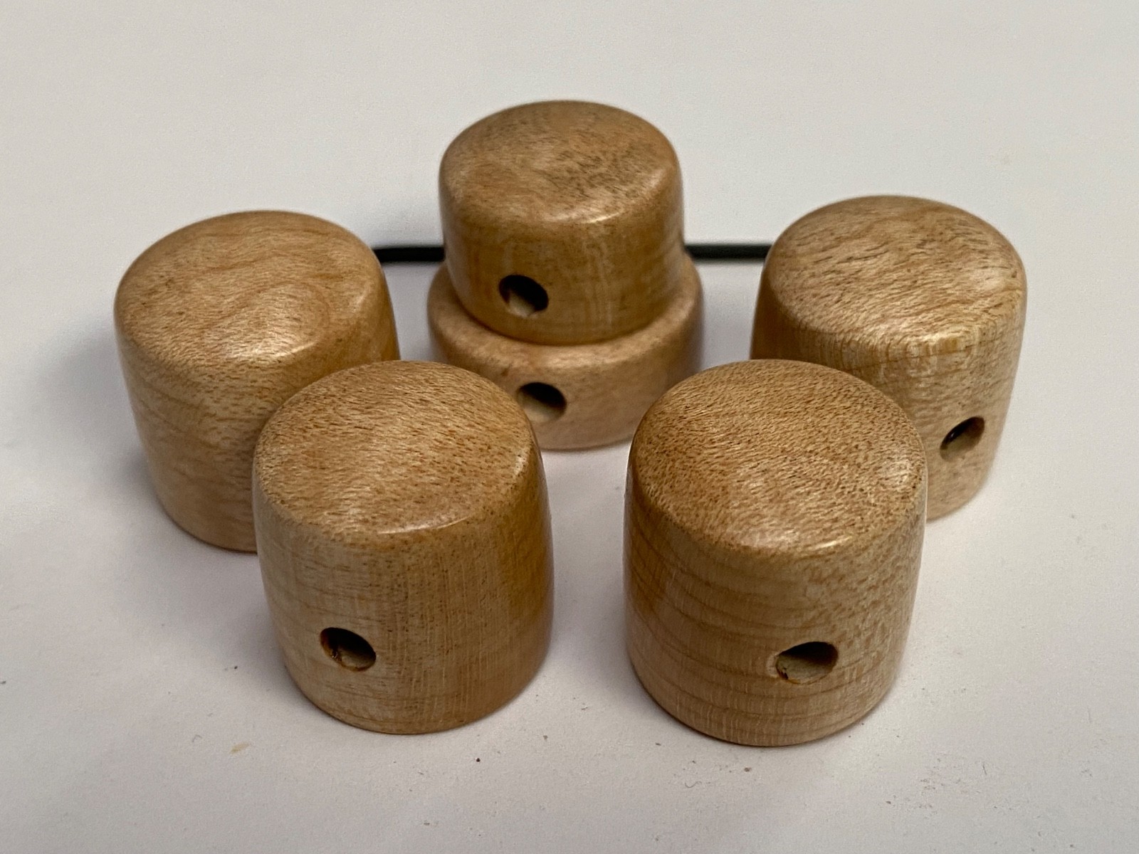 4 TONE-VOL, one STACK KNOB,US made, QUILTED MAPLEwd, POLISHED FINISH, set scr.