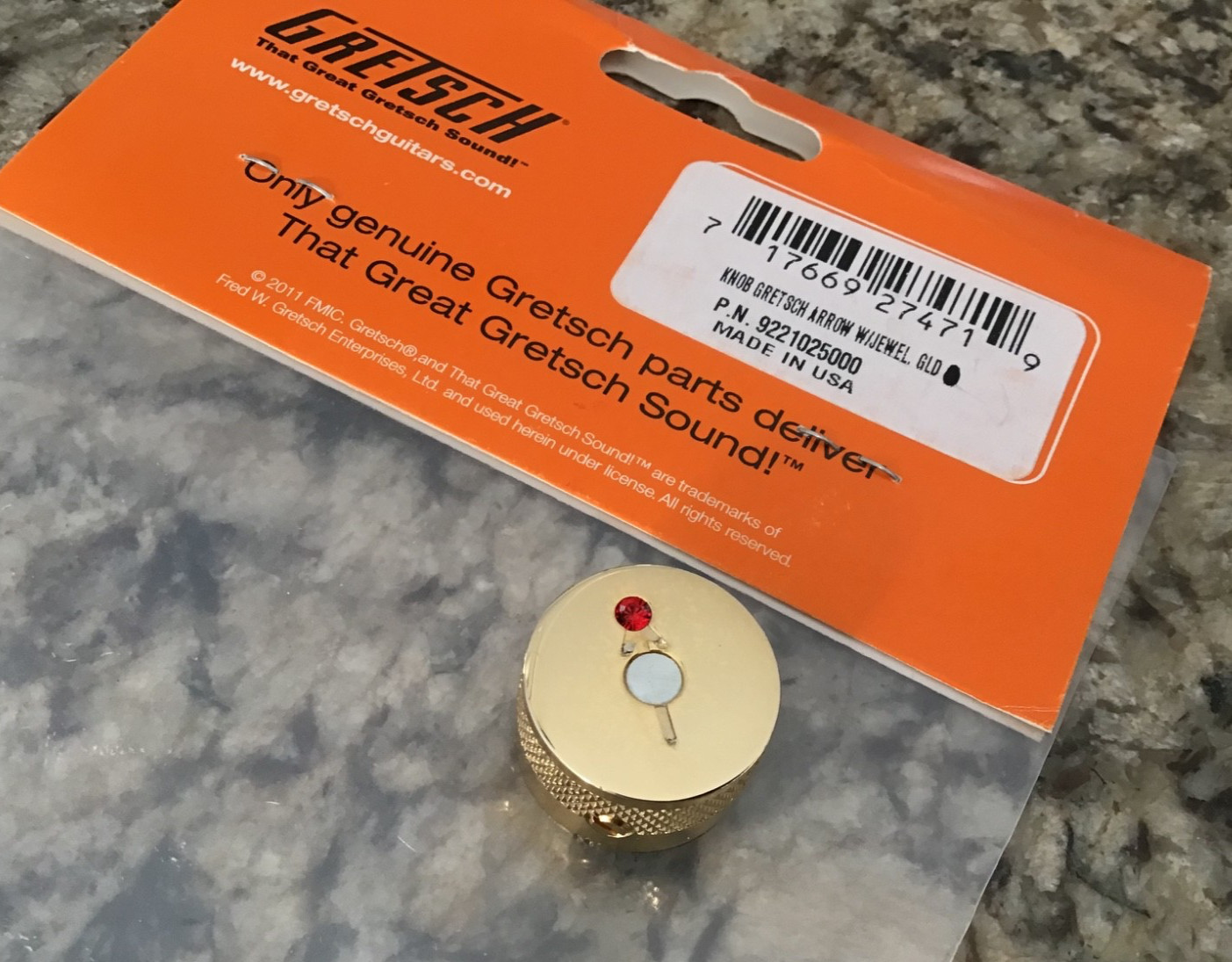 GRETSCH GUITAR GOLD KNOB – GRETSCH ARROW W/ JEWELS (1PC) 922-1025-000 “B” STOCK