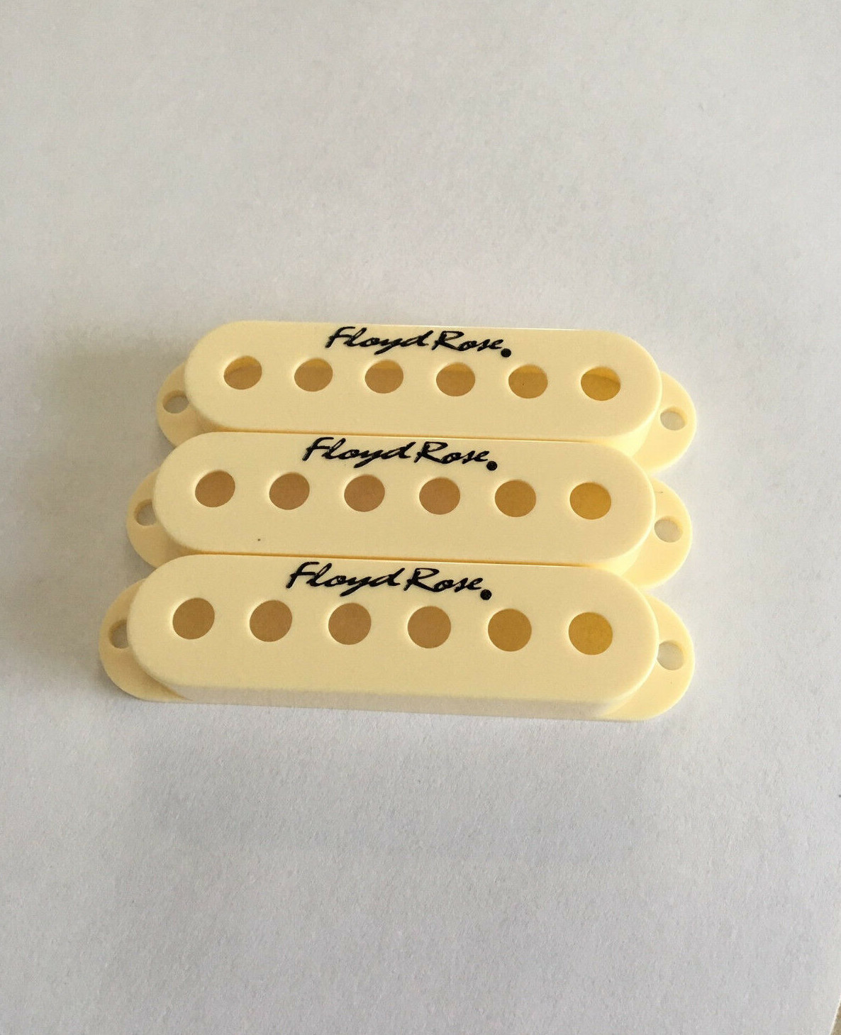 Floyd Rose Single Coil Pickup Cover Set Cream w/ Black Logo fits Fender Duncan